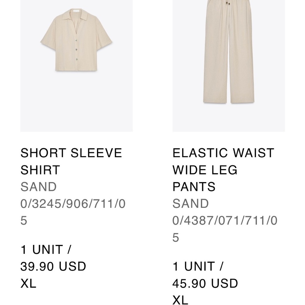 Zara Sand Wide Leg Pants